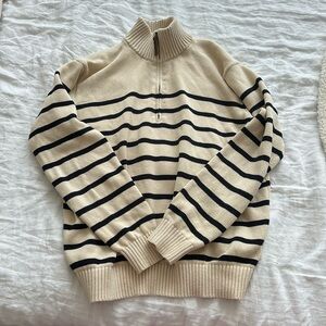 John Galt/brandy melville striped quarter zip sweater